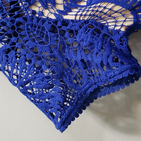 Hidden Label Royal Blue Crochet Lace Dress, Lined, Size Small - Picture 4 of 9